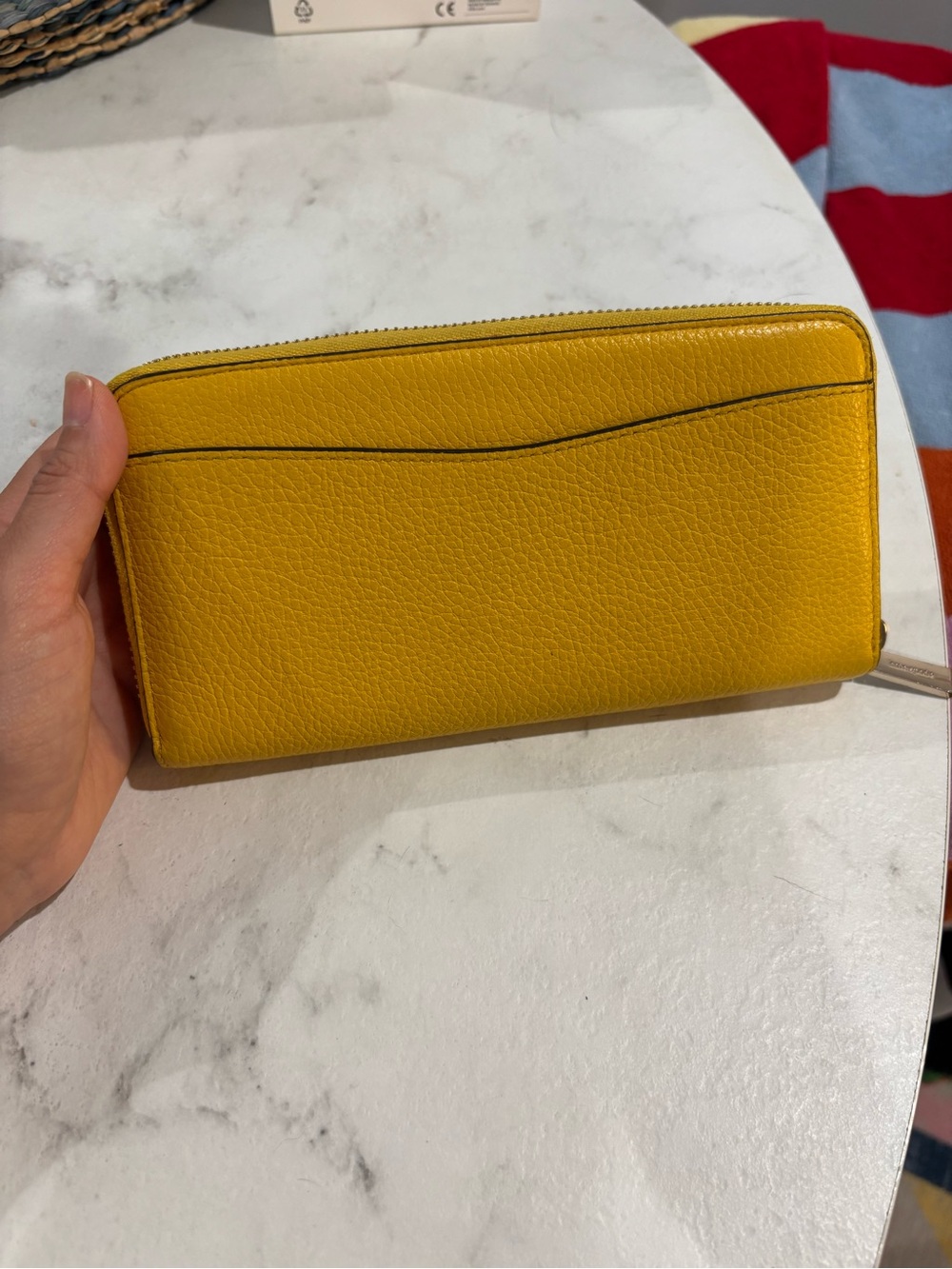 Kate Spade Yellow Pebbled Leather Zip-Around Wallet - Picture 3 of 10